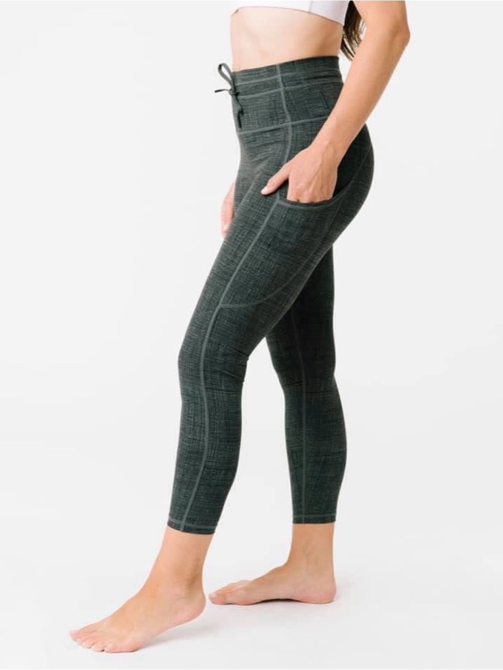 ZYIA Sage Medley Pocket Drawstring Luxe Leggings Size 4 Workout 24" Inseam